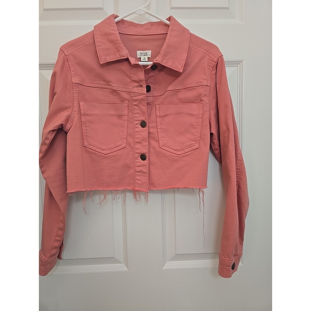 Women's Dusty Rose Colored Cropped Denim Jacket By a.n.a. X-Small